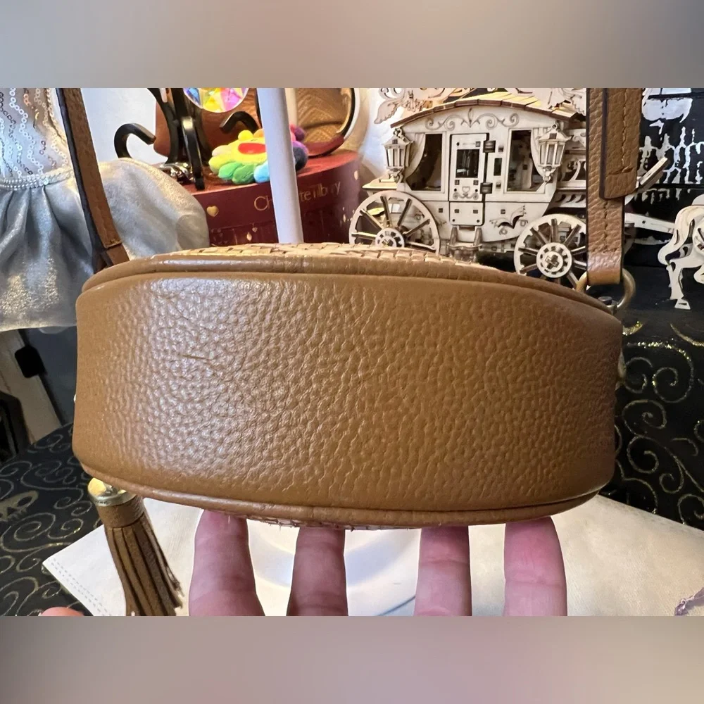 Michael Kors Tan & Cream Woven Pebble Leather Canteen Crossbody